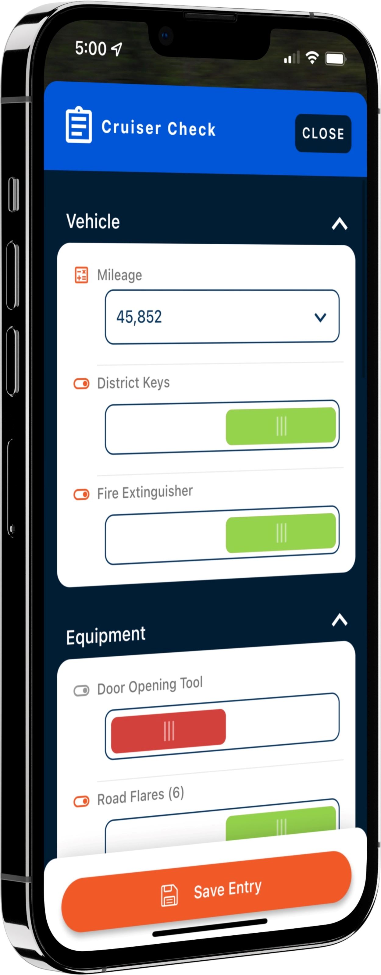 Cruiser Check Entry: Slate View